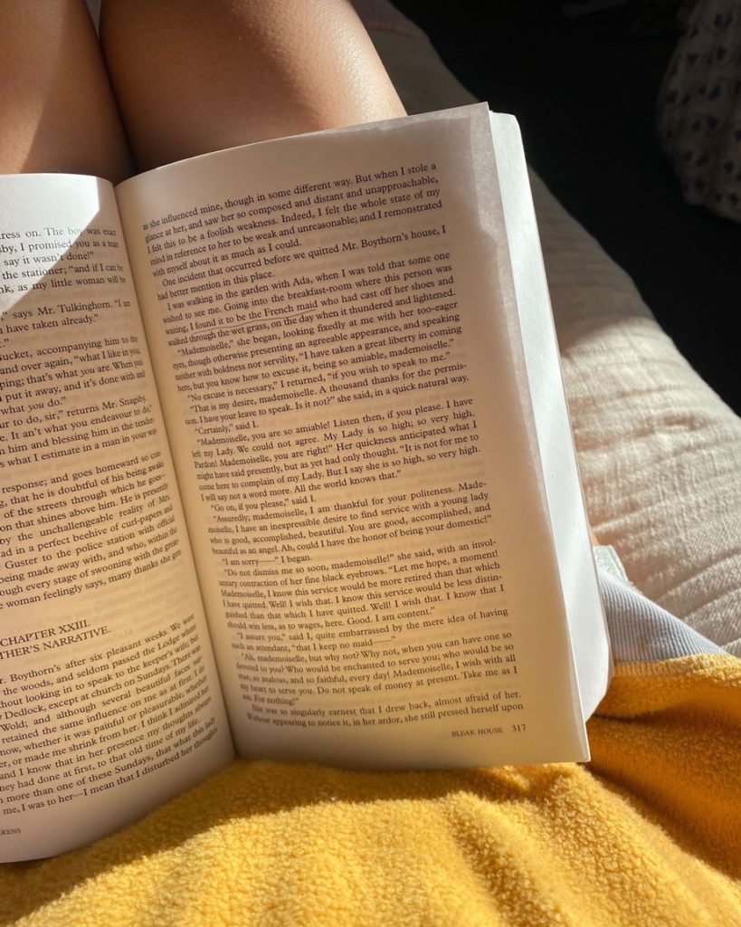Open book on lap