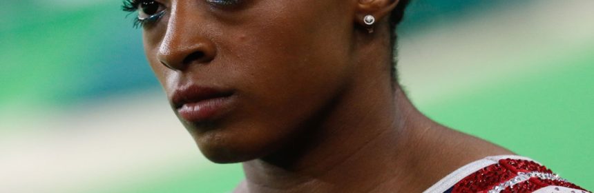 Close up image of Olympic gymnast Simone Biles face