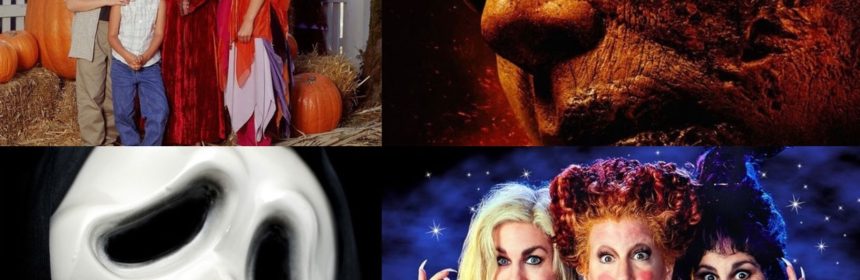 Collage of four Halloween-themed movie posters