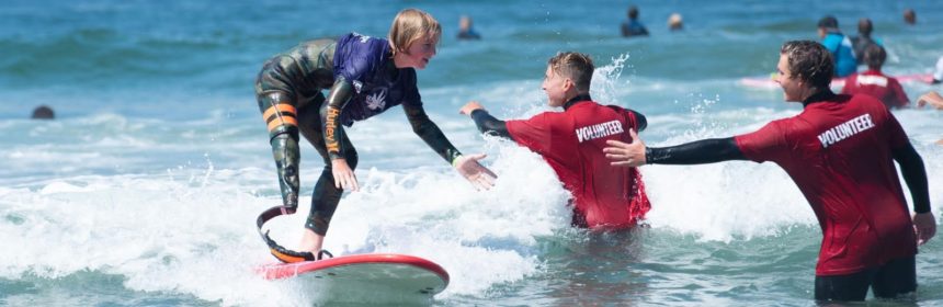 Boy surfing