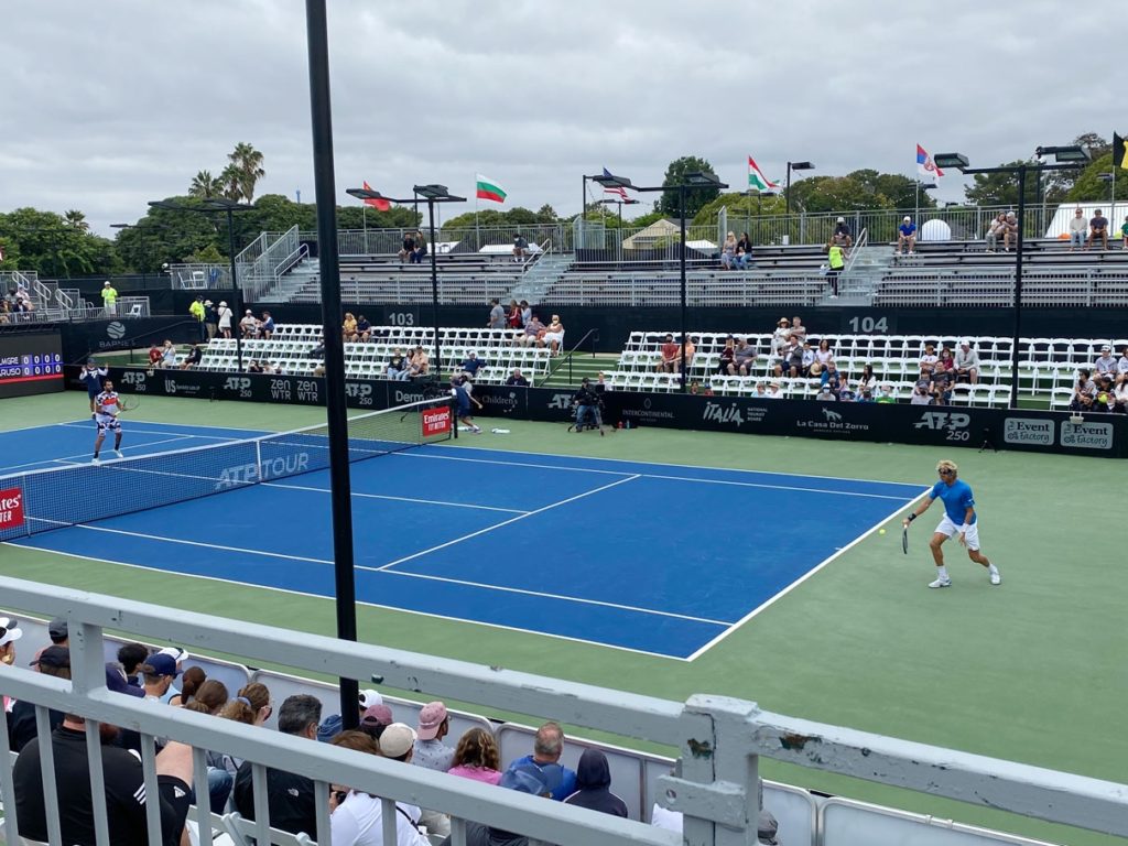 Overhead view of tennis game