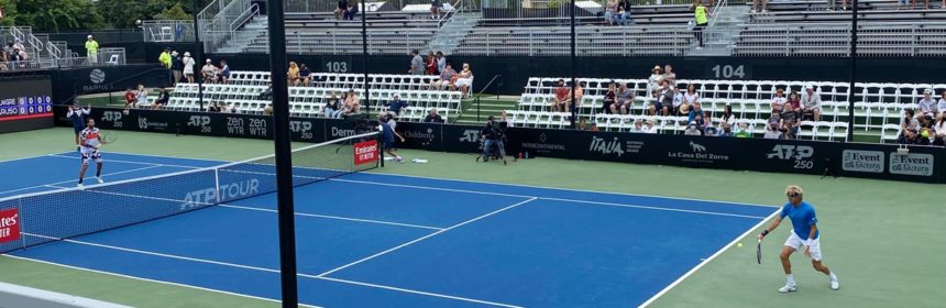 Overhead view of tennis game