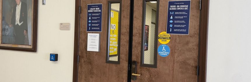 Inside doors with "Student Wellness Services" written at top
