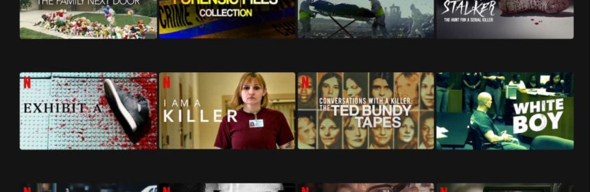 Screenshot of Netflix home page showing crime shows