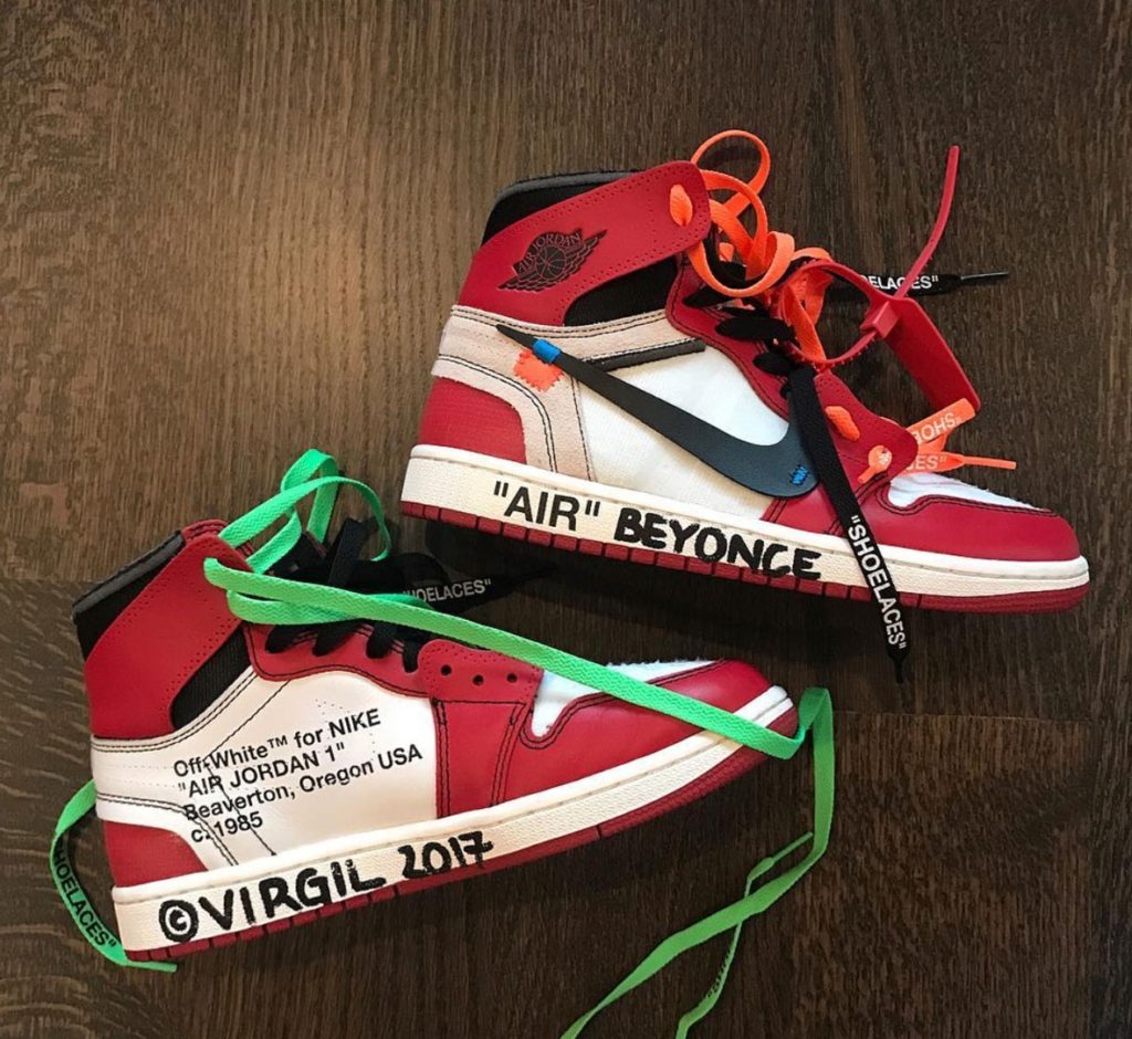 Off-White Air Jordans with Virgil Abloh's signature