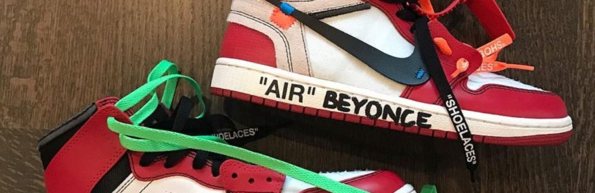 Off-White Air Jordans with Virgil Abloh's signature