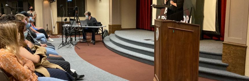 Pro-life speaker at podium