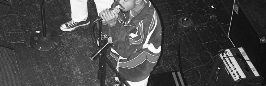 Black and white photo of band performing